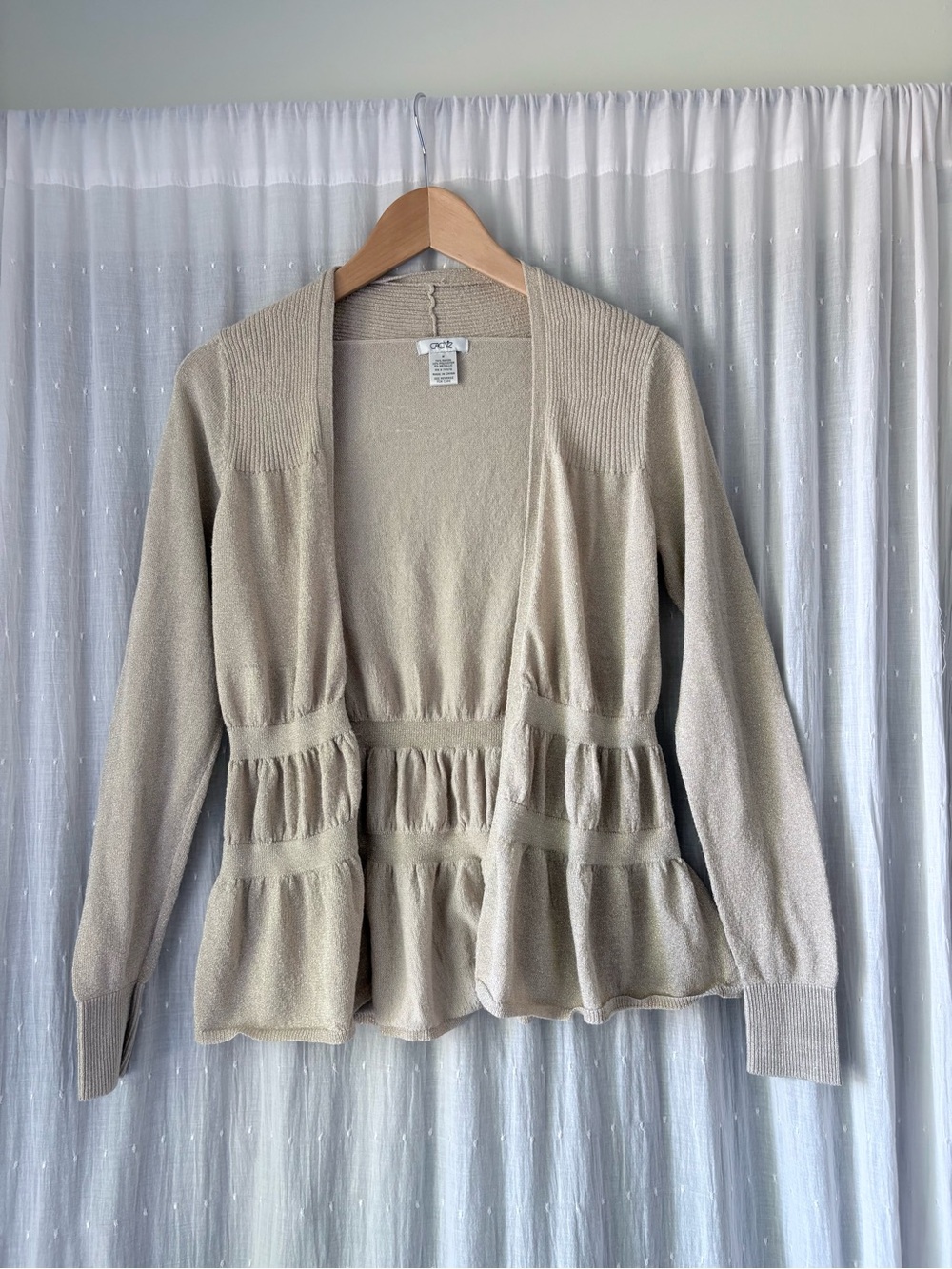 Y2K Cache Women's Beige Shimmer Cardigan Sweater